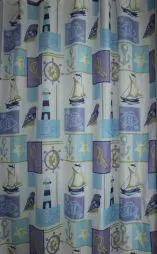 Штора для ванной тканевая синяя, 1406, "Залел" эконом, 170-180*200