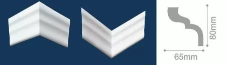 Плинтус потолочный белый 65/80мм С05/80 длина 2м (упак.30шт.) Солид